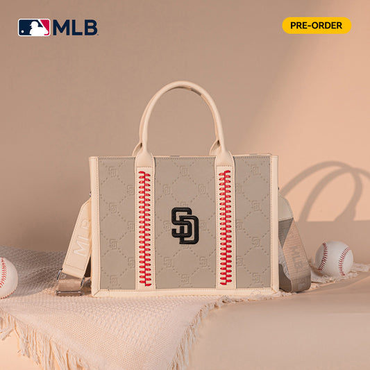 MLB San Diego Padres Leather Stitched Crossbody Bag-Camel