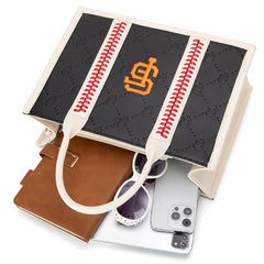 MLB San Francisco Giants Leather Stitched Crossbody Bag-Black