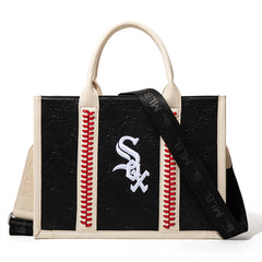 MLB Chicago White Sox Leather Stitched Crossbody Bag-Black