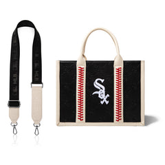 MLB Chicago White Sox Leather Stitched Crossbody Bag-Black