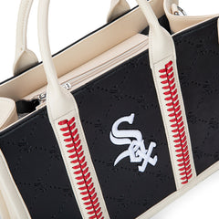 MLB Chicago White Sox Leather Stitched Crossbody Bag-Black