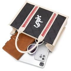 MLB Chicago White Sox Leather Stitched Crossbody Bag-Black