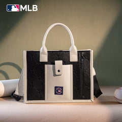 MLB Texas Rangers Leather Stitched Crossbody Bag-Black