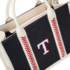 MLB Texas Rangers Leather Stitched Crossbody Bag-Black