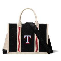 MLB Texas Rangers Leather Stitched Crossbody Bag-Black