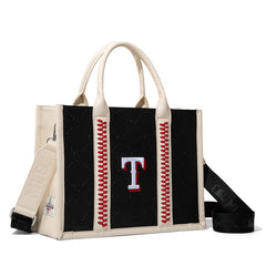 MLB Texas Rangers Leather Stitched Crossbody Bag-Black