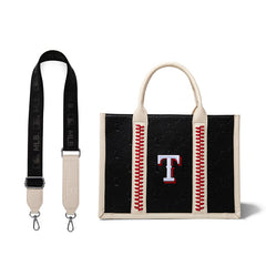 MLB Texas Rangers Leather Stitched Crossbody Bag-Black