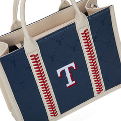 MLB Texas Rangers Leather Stitched Crossbody Bag-Blue