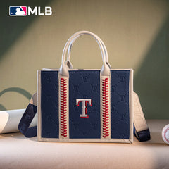 MLB Texas Rangers Leather Stitched Crossbody Bag-Blue