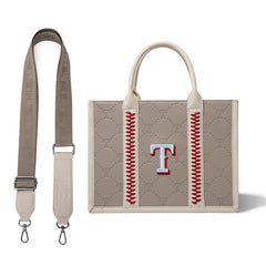 MLB Texas Rangers Leather Stitched Crossbody Bag-Camel