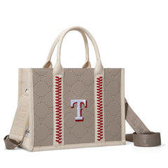 MLB Texas Rangers Leather Stitched Crossbody Bag-Camel