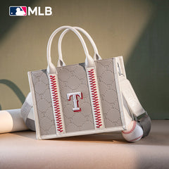 MLB Texas Rangers Leather Stitched Crossbody Bag-Camel