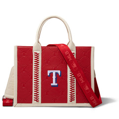 MLB Texas Rangers Leather Stitched Crossbody Bag-Red