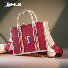 MLB Texas Rangers Leather Stitched Crossbody Bag-Red