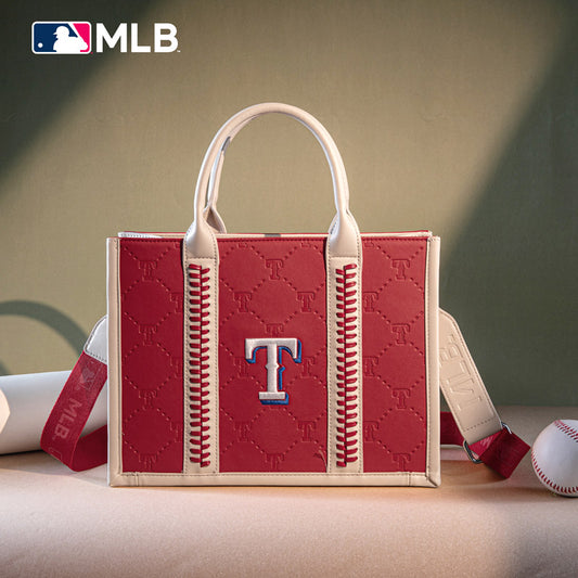 MLB Texas Rangers Leather Stitched Crossbody Bag-Red