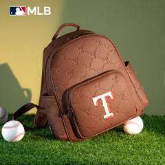 MLB Texas Rangers Sports Baseball Backpack-Brown