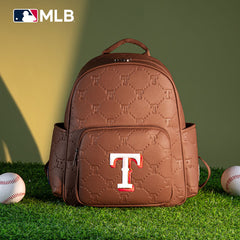 MLB Texas Rangers Sports Baseball Backpack-Brown