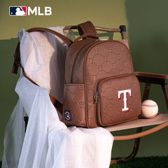 MLB Texas Rangers Sports Baseball Backpack-Brown