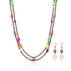 Rustic Couture's® Turquoise Beaded Necklace Earrings Set