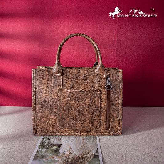 Montana West Whipstitch Concealed Carry Tote With Matching Bi-Fold Wallet