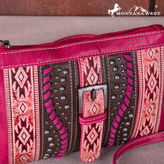 MW1134-181 Montana West Aztec Tooled Collection Clutch/Crossbody