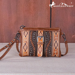 MW1134-181 Montana West Aztec Tooled Collection Clutch/Crossbody