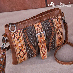 MW1134-181 Montana West Aztec Tooled Collection Clutch/Crossbody