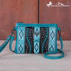 MW1134-181 Montana West Aztec Tooled Collection Clutch/Crossbody