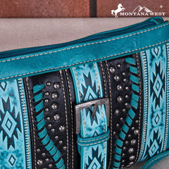 MW1134-181 Montana West Aztec Tooled Collection Clutch/Crossbody