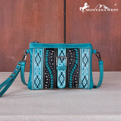 MW1134-181 Montana West Aztec Tooled Collection Clutch/Crossbody