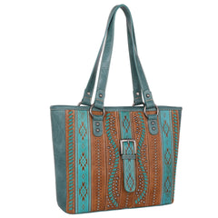 MW1134G-8317 Montana West Aztec Tooled Collection Concealed Carry Tote