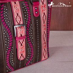 MW1134G-8317 Montana West Aztec Tooled Collection Concealed Carry Tote