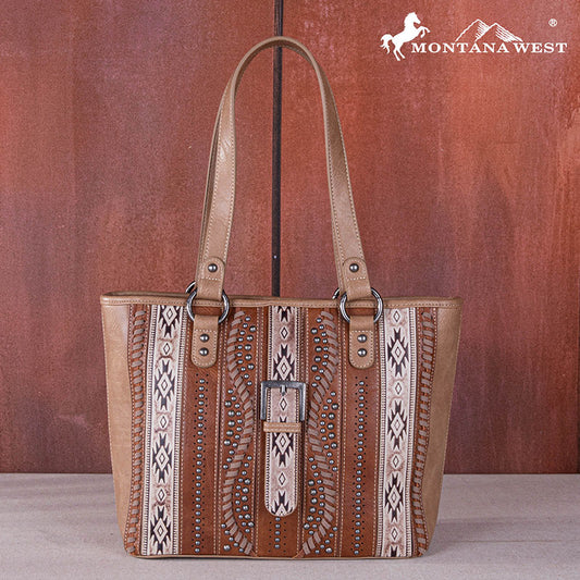 Montana West Aztec Tooled Collection Concealed Carry Tote
