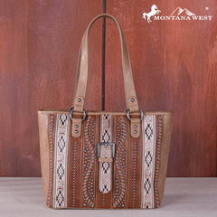 MW1134G-8317 Montana West Aztec Tooled Collection Concealed Carry Tote