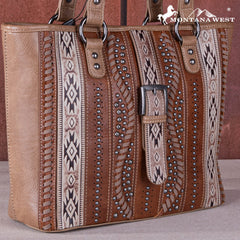 MW1134G-8317 Montana West Aztec Tooled Collection Concealed Carry Tote