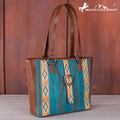 MW1134G-8317 Montana West Aztec Tooled Collection Concealed Carry Tote