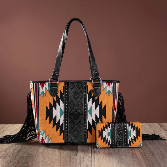 Montana West Aztec Tapestry Concealed Carry Tote and Wallet Set