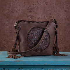 Montana West Embossed Collection Saddle Bag - Coffee