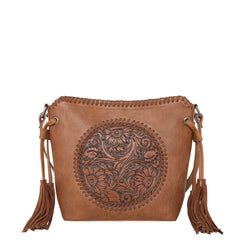 Montana West Embossed Collection Saddle Bag - Coffee