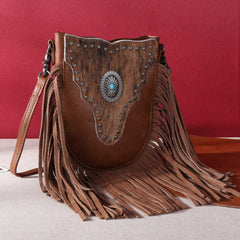 Montana West Hair-On Cowhide Fringe Crossbody