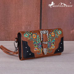 MW1252-W018 Montana West Embroidered Buckle Collection Wallet