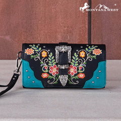 MW1252-W018 Montana West Embroidered Buckle Collection Wallet