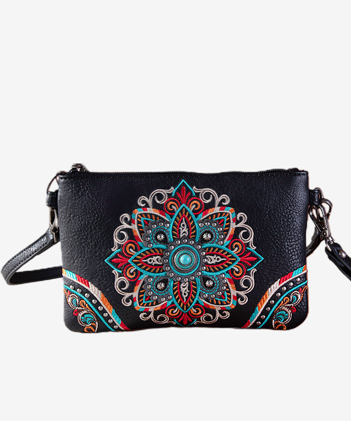 Montana_West_Floral_Embroidered_Crossbody/Wristlet_Black