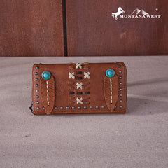 Montana West Distinctive Skulls Leather Wallet - Montana West World