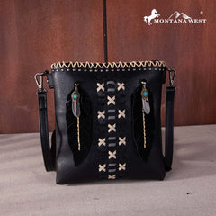 Montana West Distinctive Skulls Leather Crossbody Bag