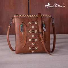 Montana West Distinctive Skulls Leather Crossbody Bag