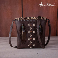 Montana West Distinctive Skulls Leather Crossbody Bag