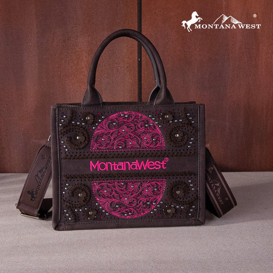 MW1266-8120S   Montana West Embroidered Cut-out Concealed Carry Tote/Crossbody