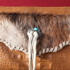 Montana West Hair-On Cowhide Croc Embossed  Clutch/Crossbody