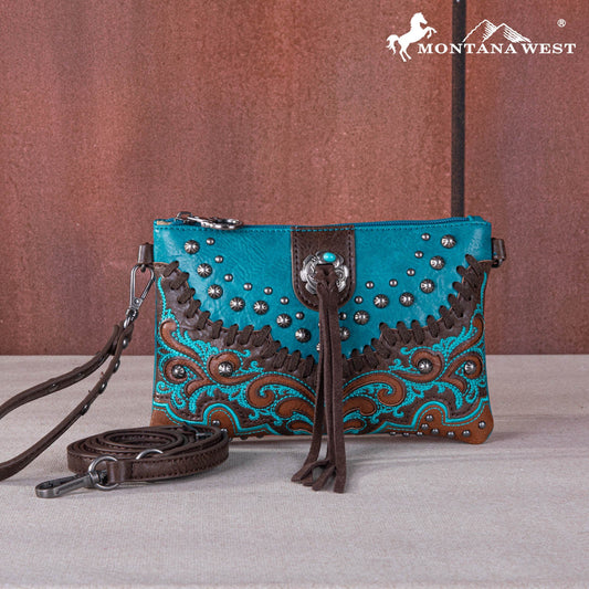 MW1269-181 Montana West  Embroidered Scroll Cut-out Collection Clutch/Crossbody